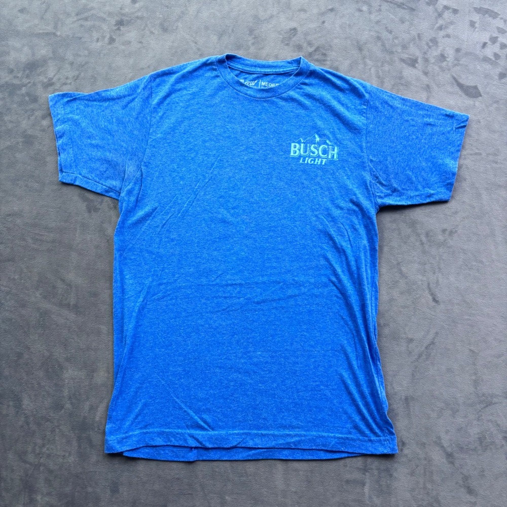 Brew City Busch Light T Shirt Mens Medium Blue Fishing For Cold Ones Graphic Tee